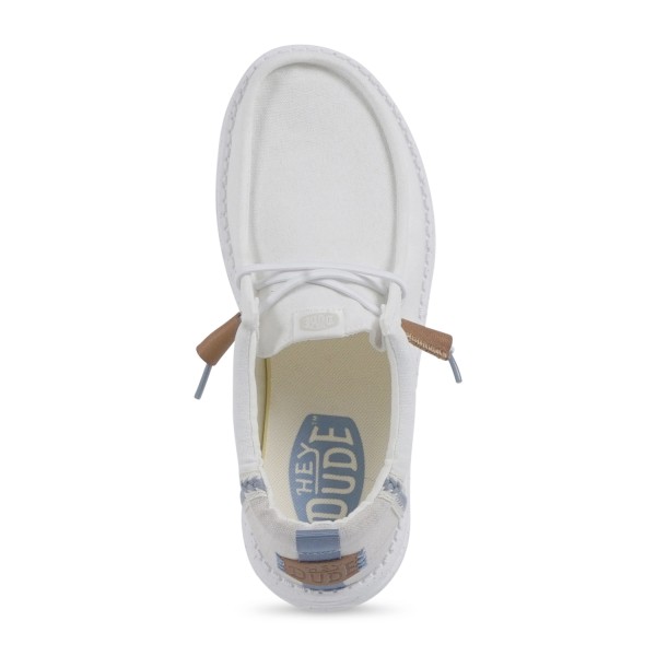 Hey Dude - Slip on bianca Wally Craft Linen in lino con nappe in ecopelle per