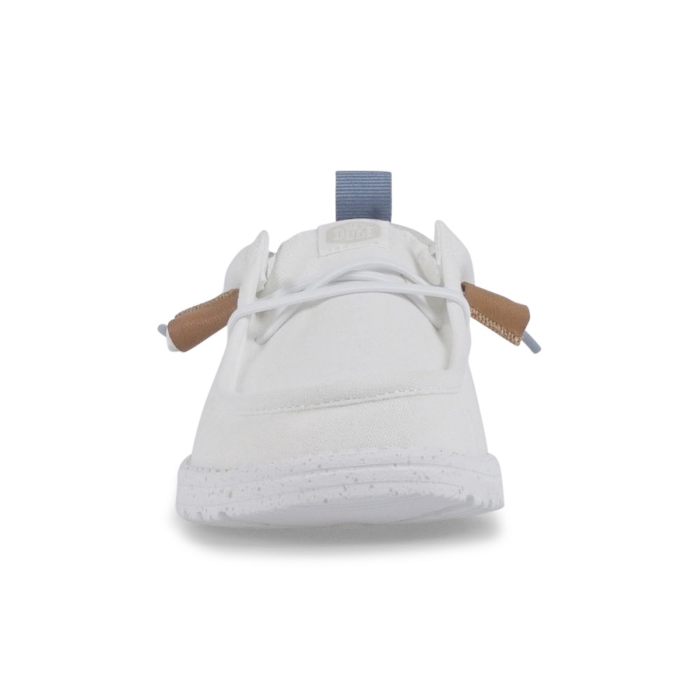 Hey Dude - Slip on bianca Wally Craft Linen in lino con nappe in ecopelle per