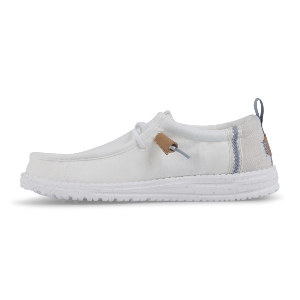 Hey Dude - Slip on bianca Wally Craft Linen in lino con nappe in ecopelle per