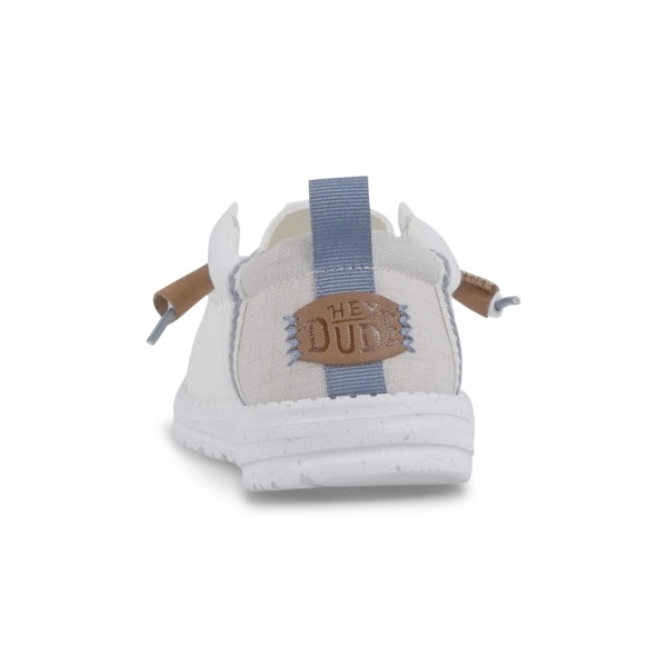 Hey Dude - Slip on bianca Wally Craft Linen in lino con nappe in ecopelle per