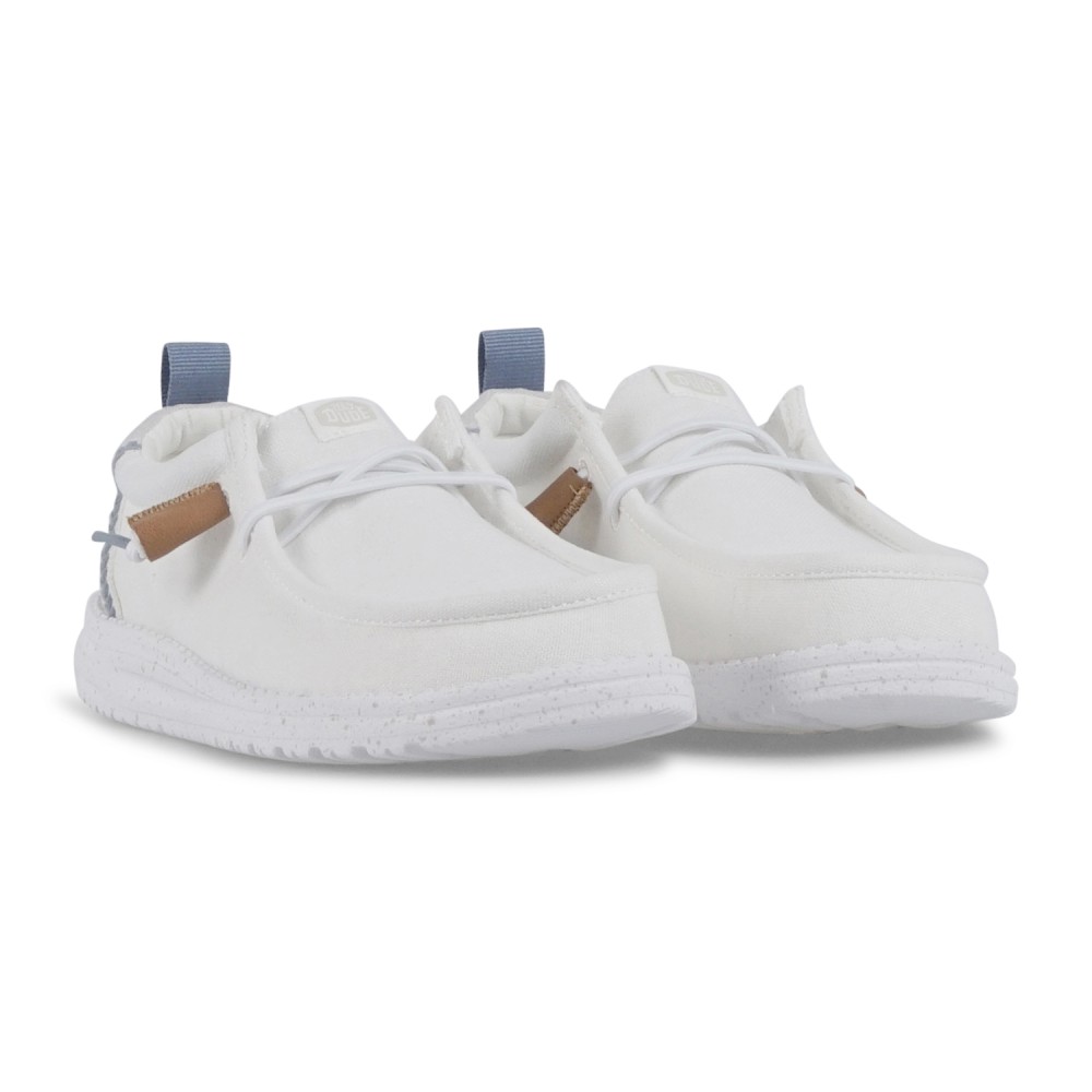Hey Dude - Slip on bianca Wally Craft Linen in lino con nappe in ecopelle per