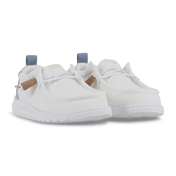 Hey Dude - Slip on bianca Wally Craft Linen in lino con nappe in ecopelle per