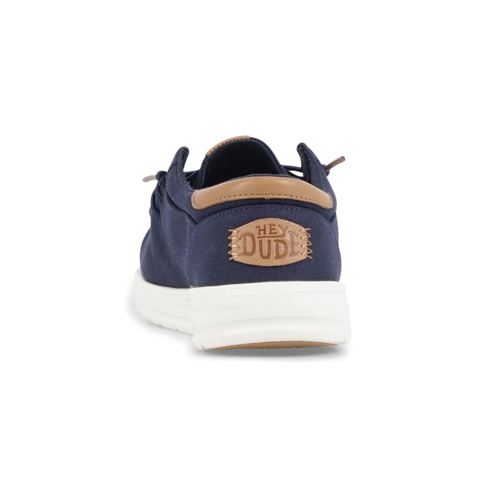 Hey Dude - Slip on blu Paul Canvas in tessuto liscio con inserti in pelle per