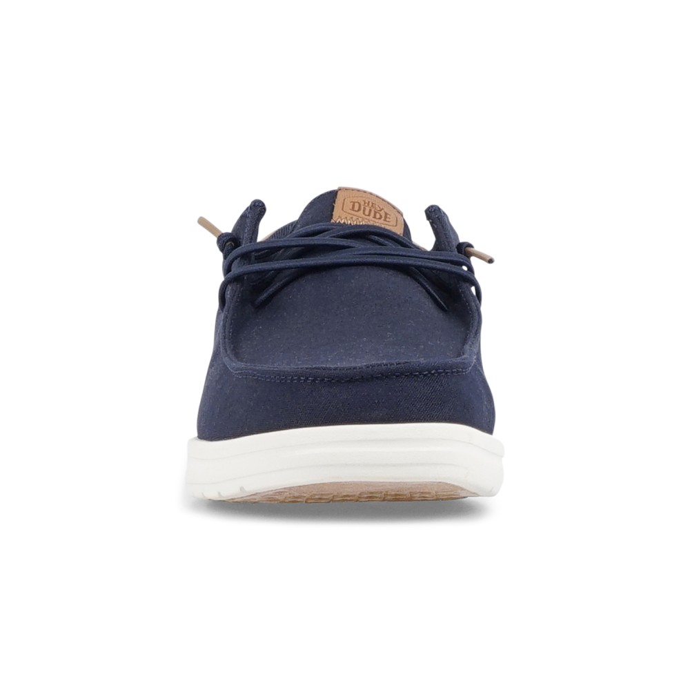 Hey Dude - Slip on blu Paul Canvas in tessuto liscio con inserti in pelle per