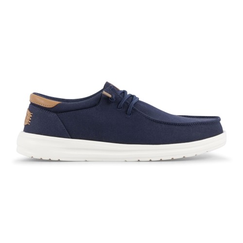 Hey Dude - Slip on blu Paul Canvas in tessuto liscio con inserti in pelle per