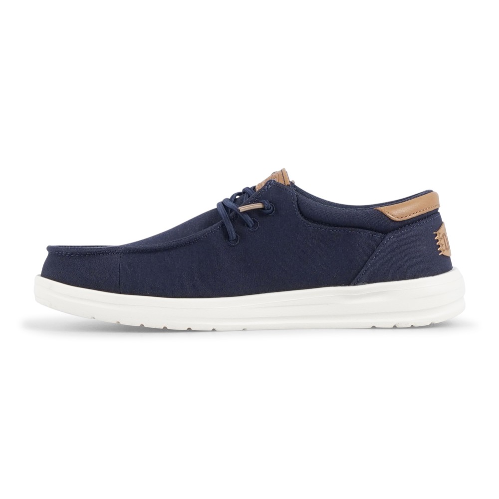 Hey Dude - Slip on blu Paul Canvas in tessuto liscio con inserti in pelle per