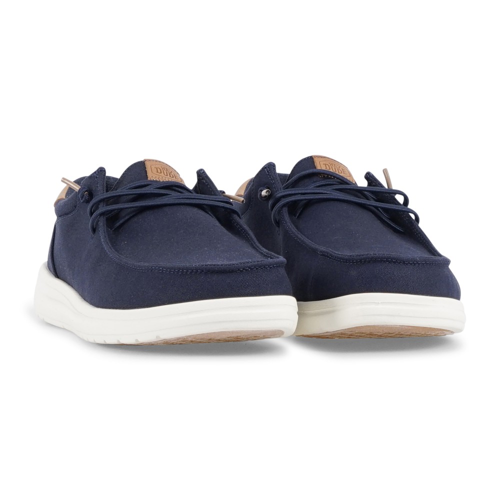 Hey Dude - Slip on blu Paul Canvas in tessuto liscio con inserti in pelle per