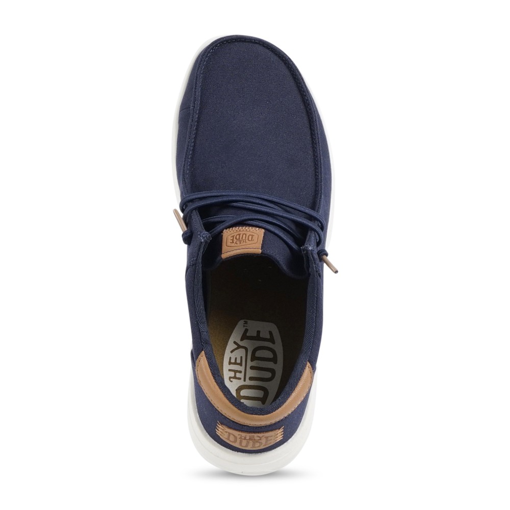 Hey Dude - Slip on blu Paul Canvas in tessuto liscio con inserti in pelle per