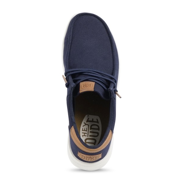 Hey Dude - Slip on blu Paul Canvas in tessuto liscio con inserti in pelle per