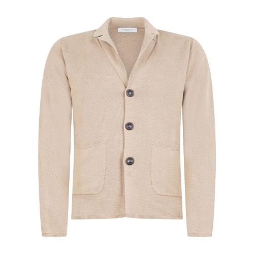 Hamaki-Ho - Cardigan beige con lavorazione punto a coste per uomo | gae1636h