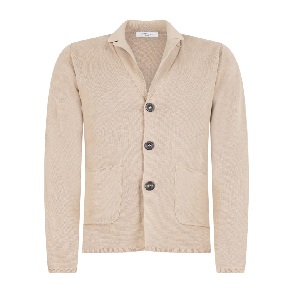 Hamaki-Ho - Cardigan beige con lavorazione punto a coste per uomo | gae1636h