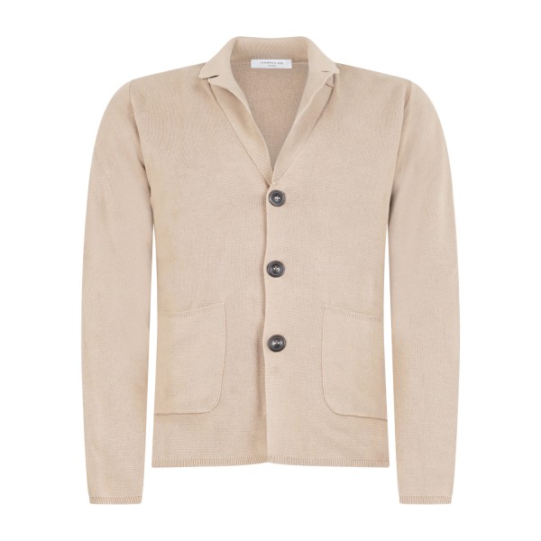 Hamaki-Ho - Cardigan beige con lavorazione punto a coste per uomo | gae1636h