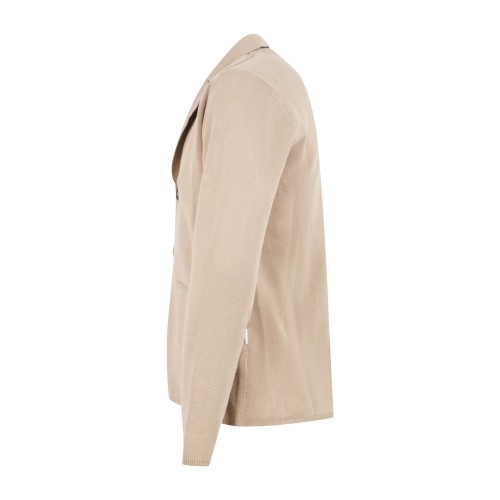Hamaki-Ho - Cardigan beige con lavorazione punto a coste per uomo | gae1636h 2