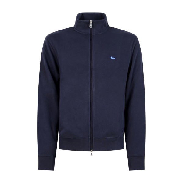 Harmont & Blaine - Felpa blu full zip con ricamo logo a contrasto per uomo |