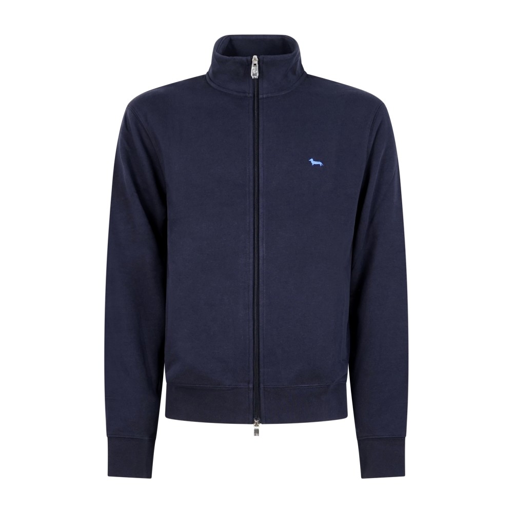 Harmont & Blaine - Felpa blu full zip con ricamo logo a contrasto per uomo |