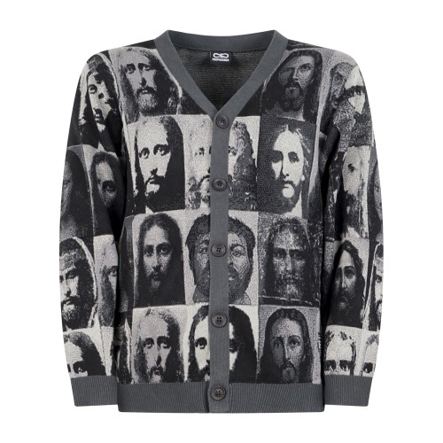 Propaganda - Maglione cardigan Mugshot Jeez nero con scollo a V per uomo |