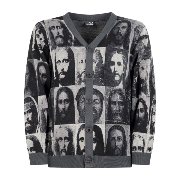 Propaganda - Maglione cardigan Mugshot Jeez nero con scollo a V per uomo |
