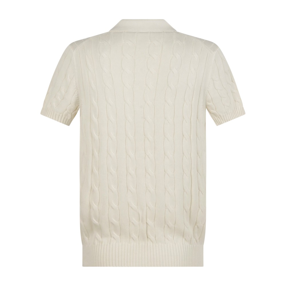 Gran Sasso - Polo bianca con lavorazione a treccia in cotone Egiziano per uomo