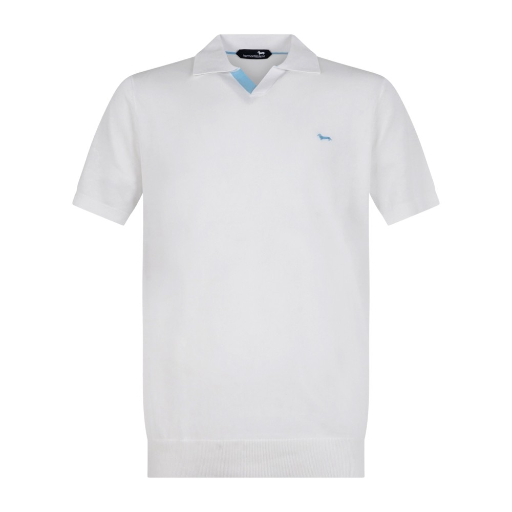 Harmont & Blaine - Polo bianca manica corta senza bottoni maglia di cotone