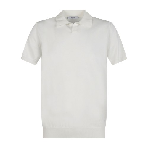 MASQ - Polo bianca senza bottoni manica corta in maglia di cotone per uomo |