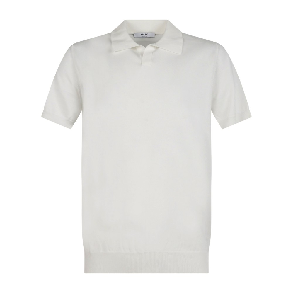 MASQ - Polo bianca senza bottoni manica corta in maglia di cotone per uomo |