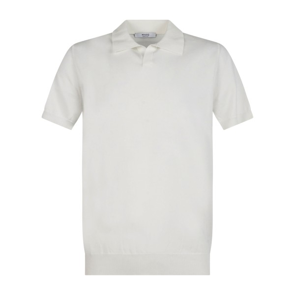 MASQ - Polo bianca senza bottoni manica corta in maglia di cotone per uomo |