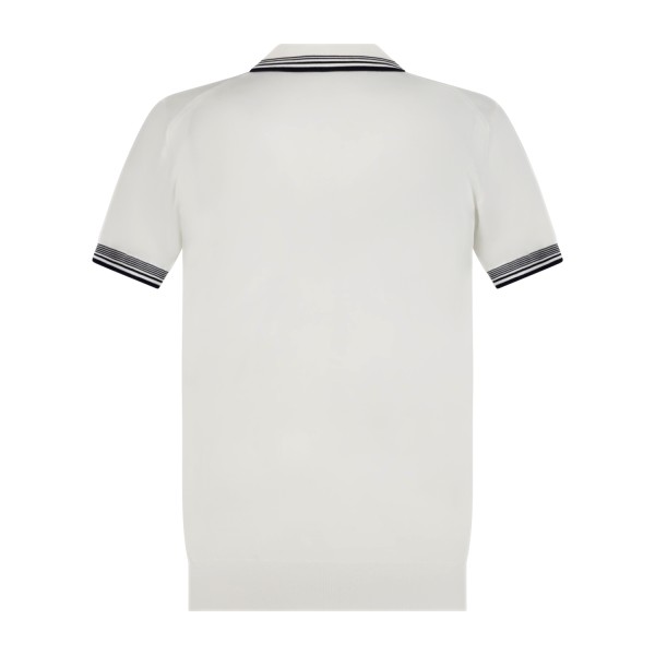 MASQ - Polo bianca senza bottoni manica corta in maglia di cotone con profili