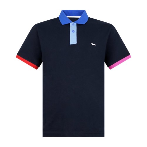 Harmont & Blaine - Polo blu con dettagli a contrasto e ricamo logo per uomo |