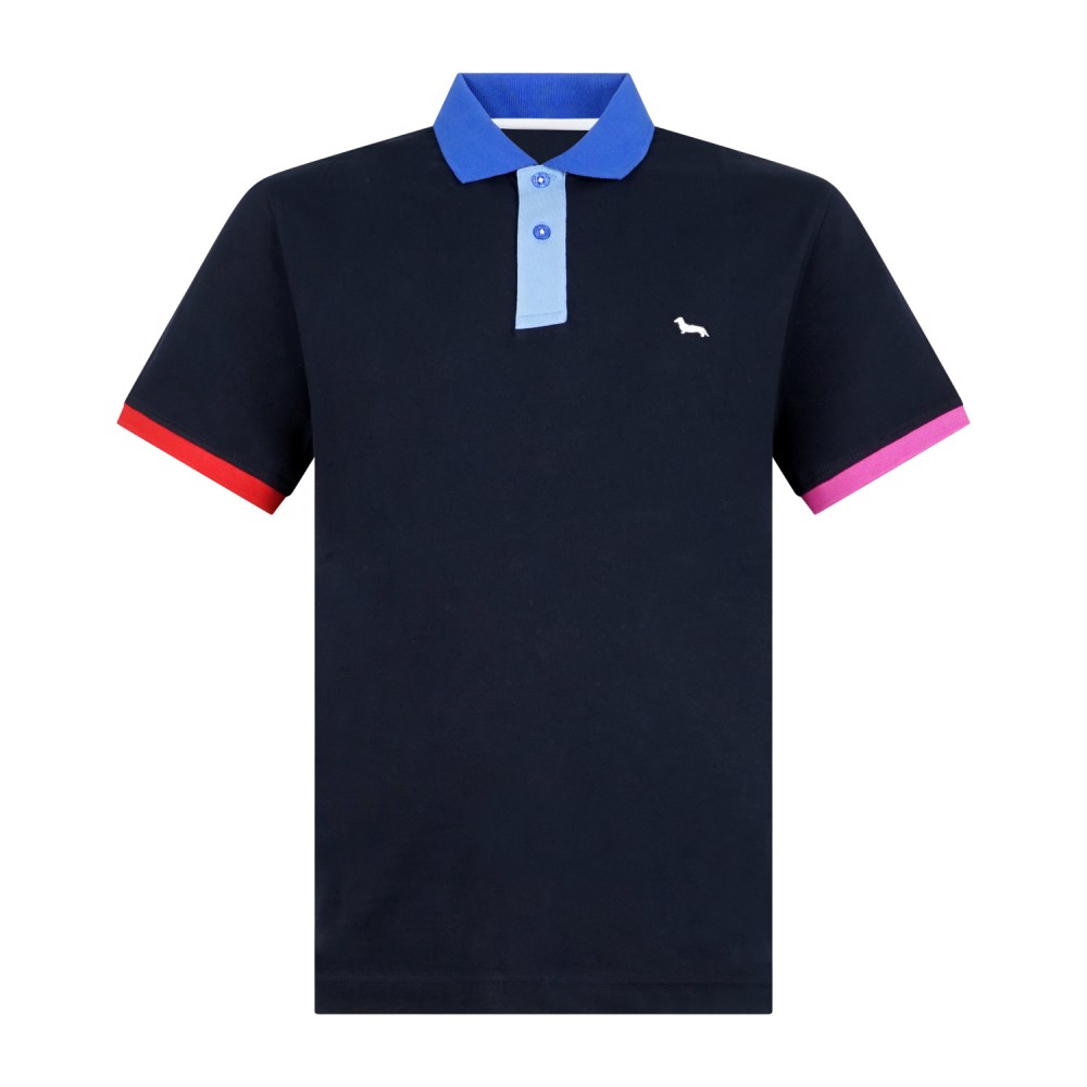 Harmont & Blaine - Polo blu con dettagli a contrasto e ricamo logo per uomo |