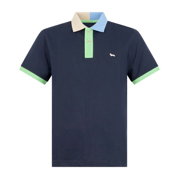 Harmont & Blaine - Polo blu con orli a contrasto in 3D e ricamo logo per uomo |