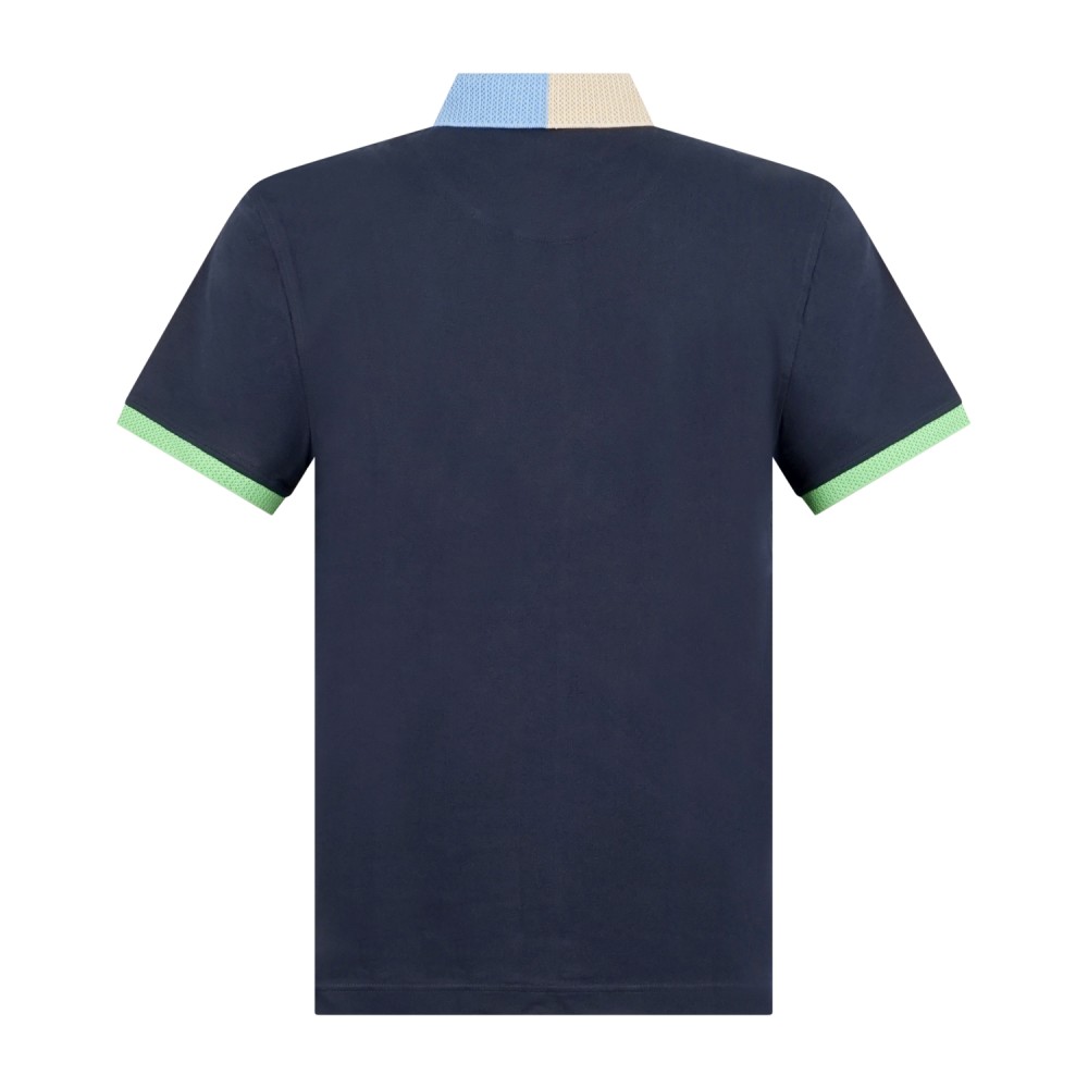 Harmont & Blaine - Polo blu con orli a contrasto in 3D e ricamo logo per uomo |