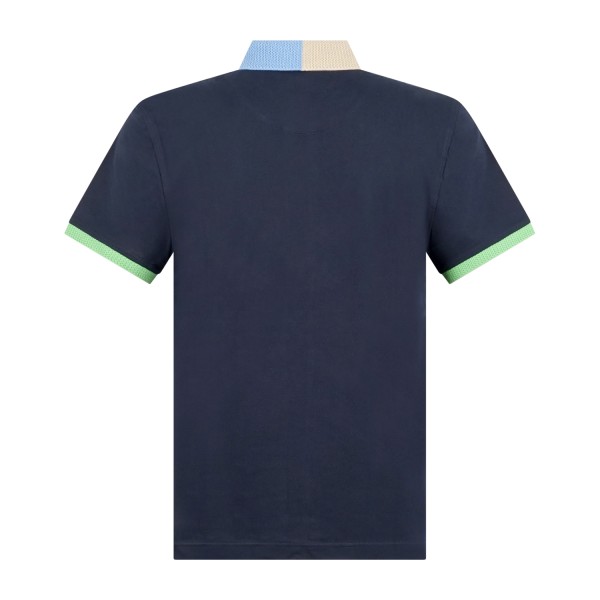 Harmont & Blaine - Polo blu con orli a contrasto in 3D e ricamo logo per uomo |