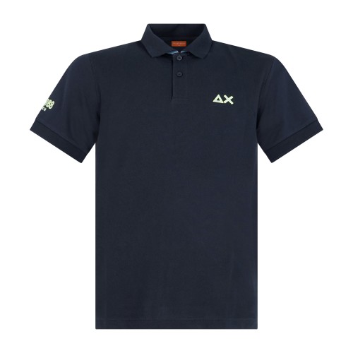 Sun68 - Polo blu manica corta con ricamo logo per uomo | a36150 07navy blue