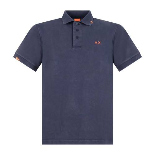 Sun68 - Polo blu manica corta con ricamo logo sul petto per uomo | a36155 07