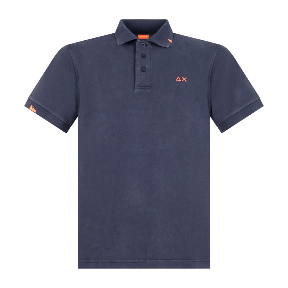 Sun68 - Polo blu manica corta con ricamo logo sul petto per uomo | a36155 07