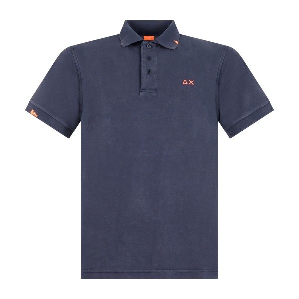 Sun68 - Polo blu manica corta con ricamo logo sul petto per uomo | a36155 07