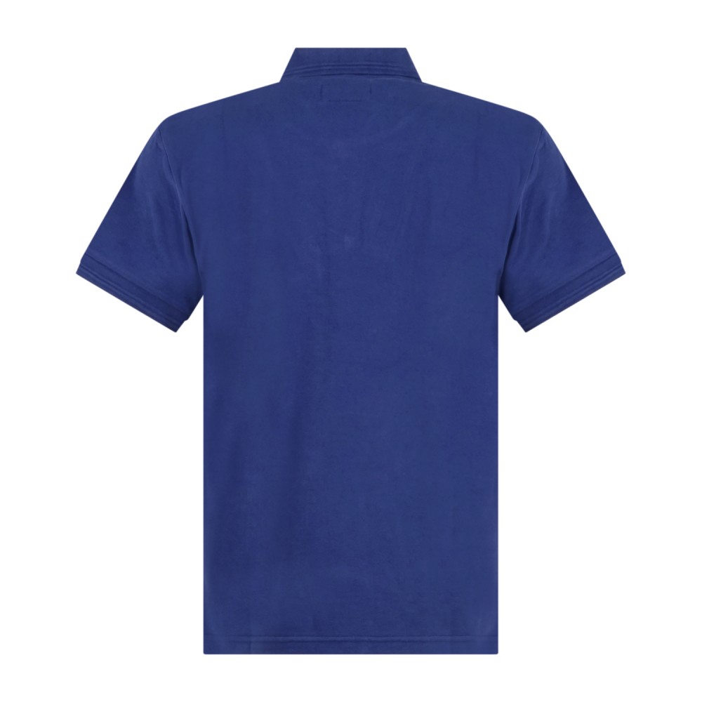 Roy Roger's - Polo blu manica corta in cotone con patch logo per uomo |