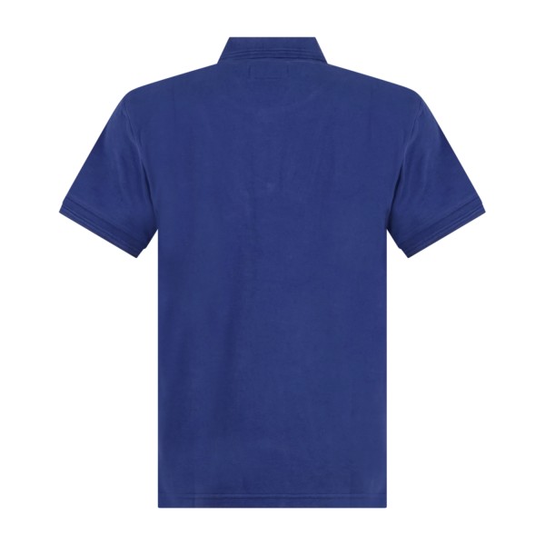Roy Roger's - Polo blu manica corta in cotone con patch logo per uomo |