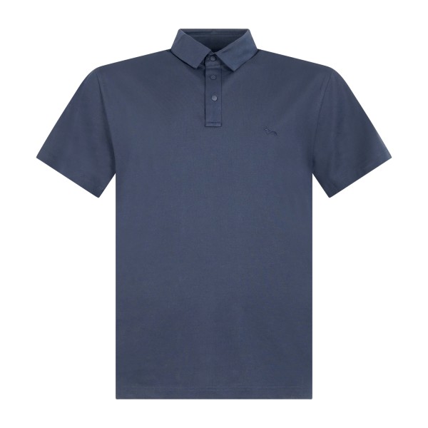 Harmont & Blaine - Polo blu manica corta in piqué tecnico con bottoni a