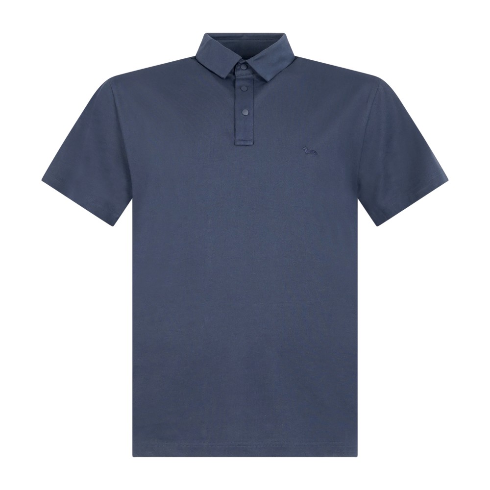 Harmont & Blaine - Polo blu manica corta in piqué tecnico con bottoni a