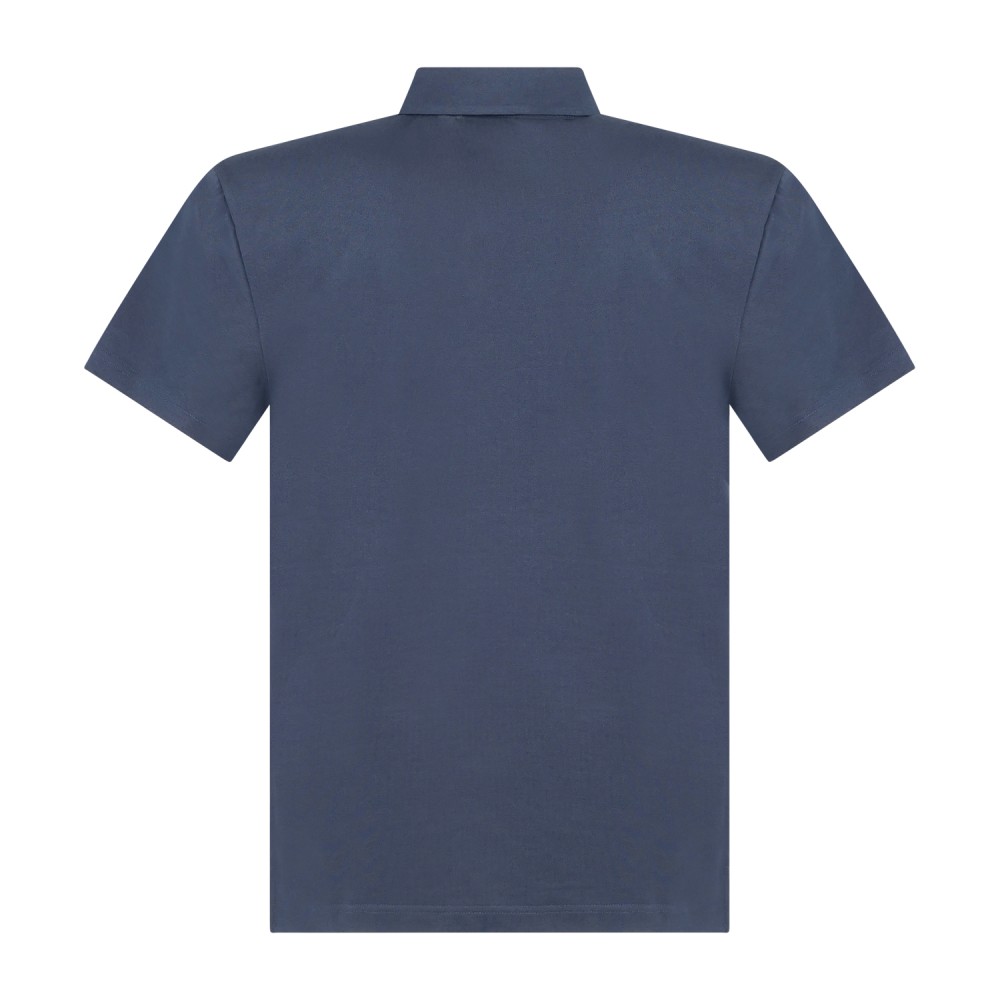 Harmont & Blaine - Polo blu manica corta in piqué tecnico con bottoni a