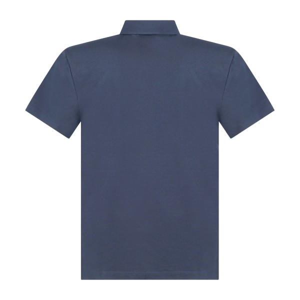 Harmont & Blaine - Polo blu manica corta in piqué tecnico con bottoni a