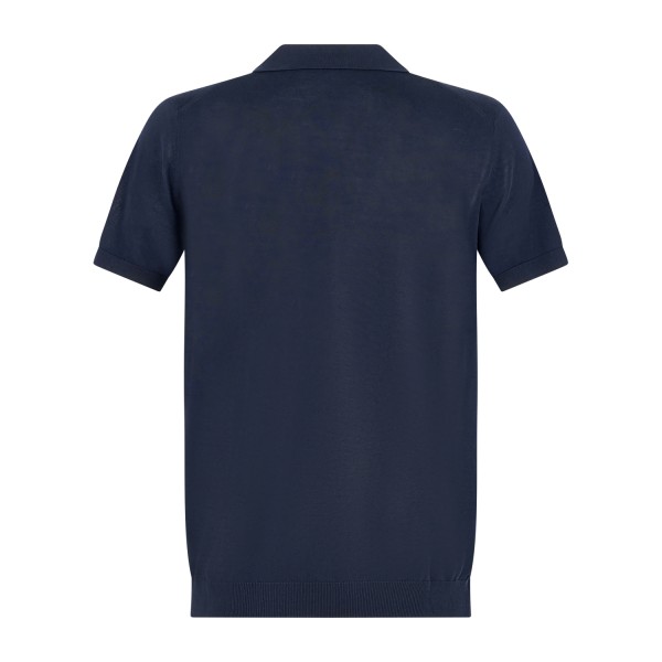 Harmont & Blaine - Polo blu manica corta senza bottoni maglia di cotone crêpe