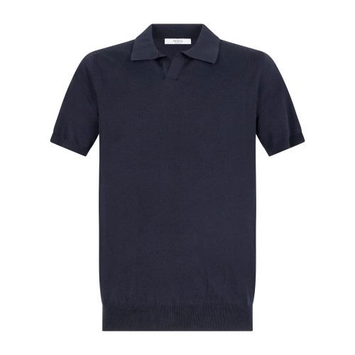 MASQ - Polo blu senza bottoni manica corta in maglia di cotone per uomo |