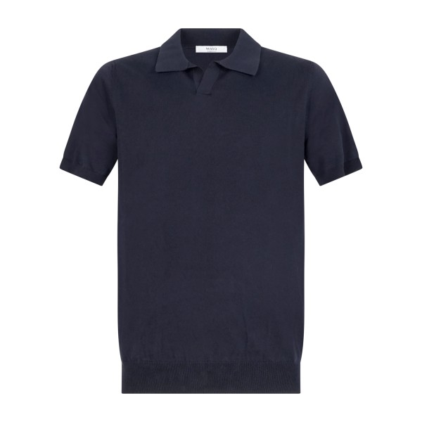 MASQ - Polo blu senza bottoni manica corta in maglia di cotone per uomo |
