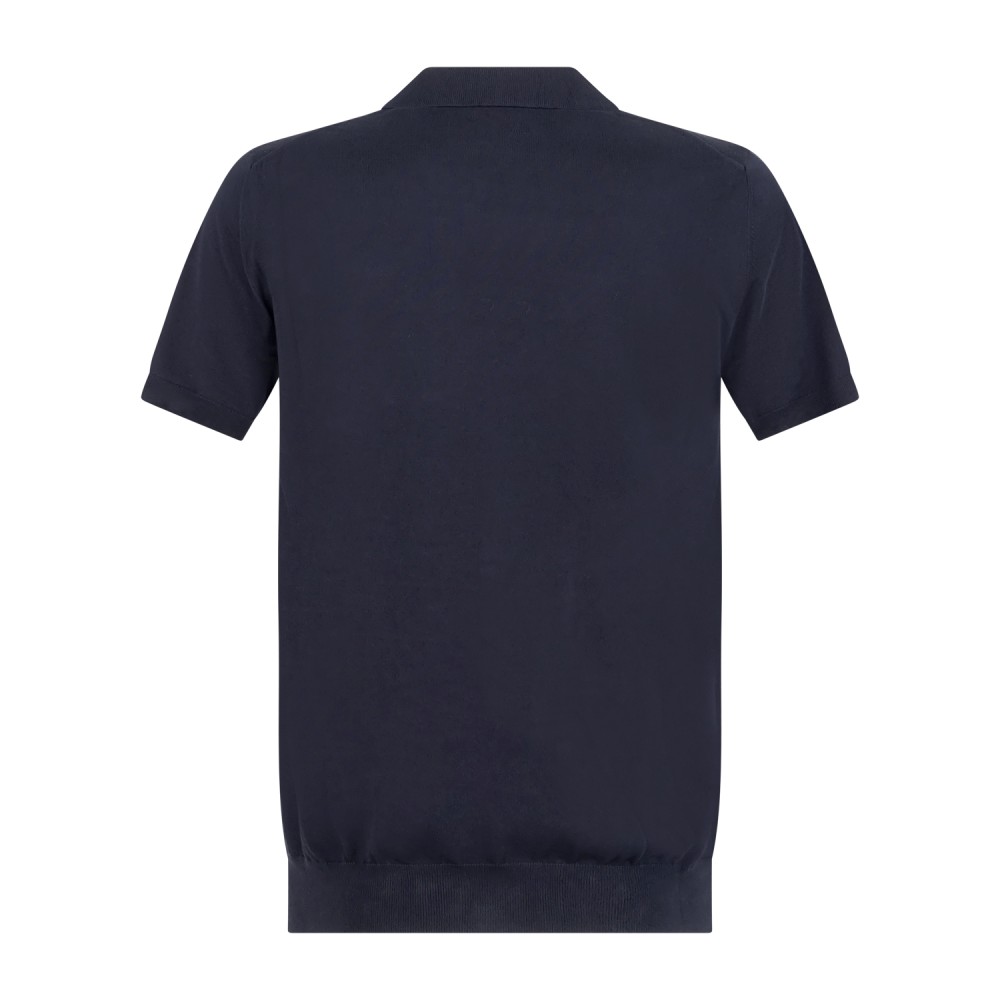 MASQ - Polo blu senza bottoni manica corta in maglia di cotone per uomo |