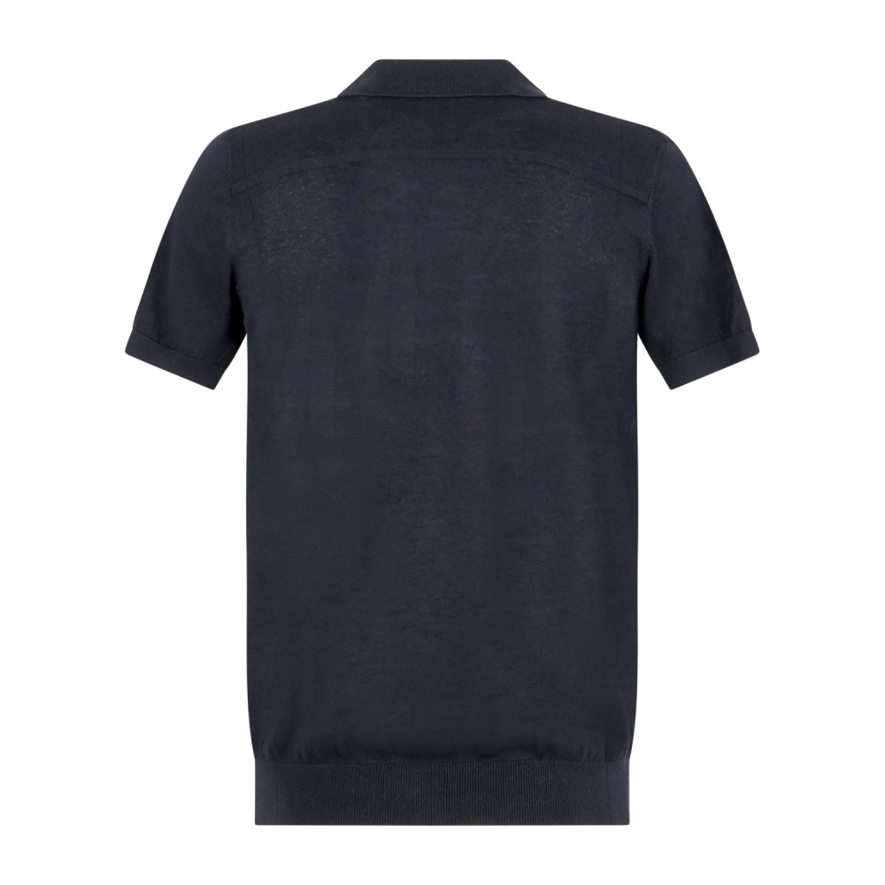 Hamaki-Ho - Polo blu senza bottoni manica corta in maglia di cotone per uomo |