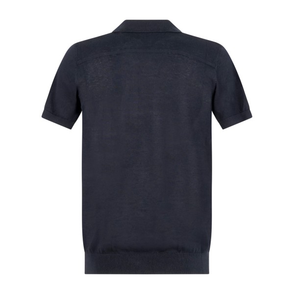 Hamaki-Ho - Polo blu senza bottoni manica corta in maglia di cotone per uomo |