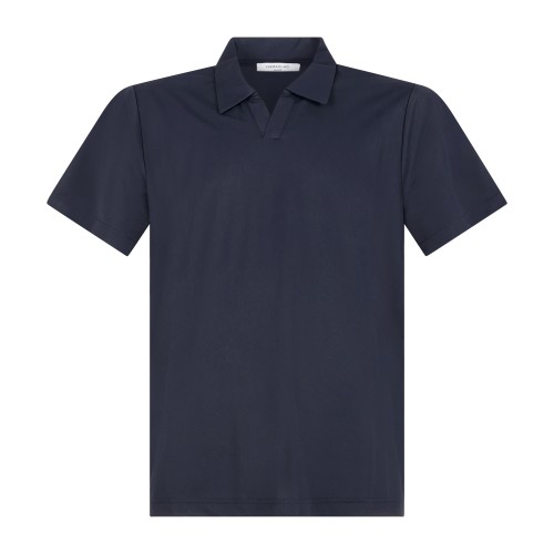 Hamaki-Ho - Polo blu senza bottoni manica corta in tessuto tecnico per uomo |