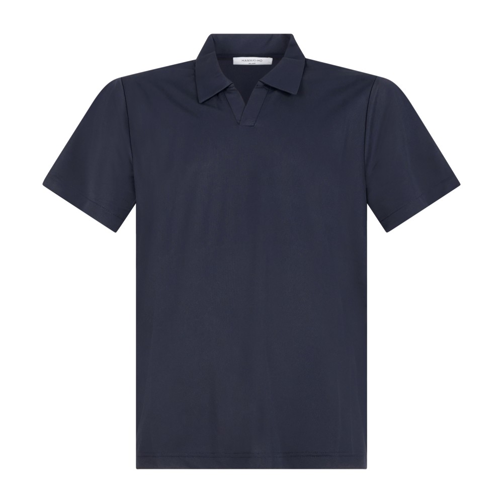 Hamaki-Ho - Polo blu senza bottoni manica corta in tessuto tecnico per uomo |